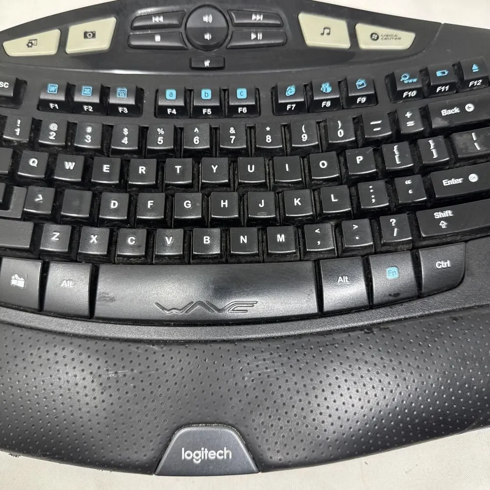 Logitech K350 Comfort Wave Wireless Keyboard with USB dongle tested Excellent